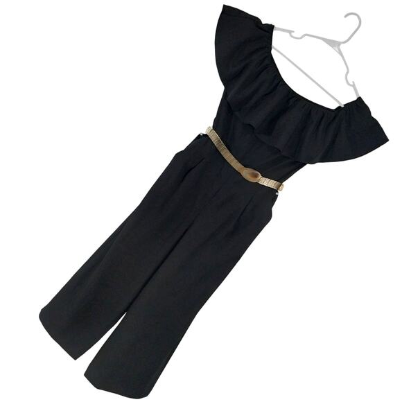BANANA REPUBLIC! LUXE BLACK ONE PIECE RUFFLED BODICE JUMPSUIT, ONESIE! SZ 6 - Picture 1 of 11